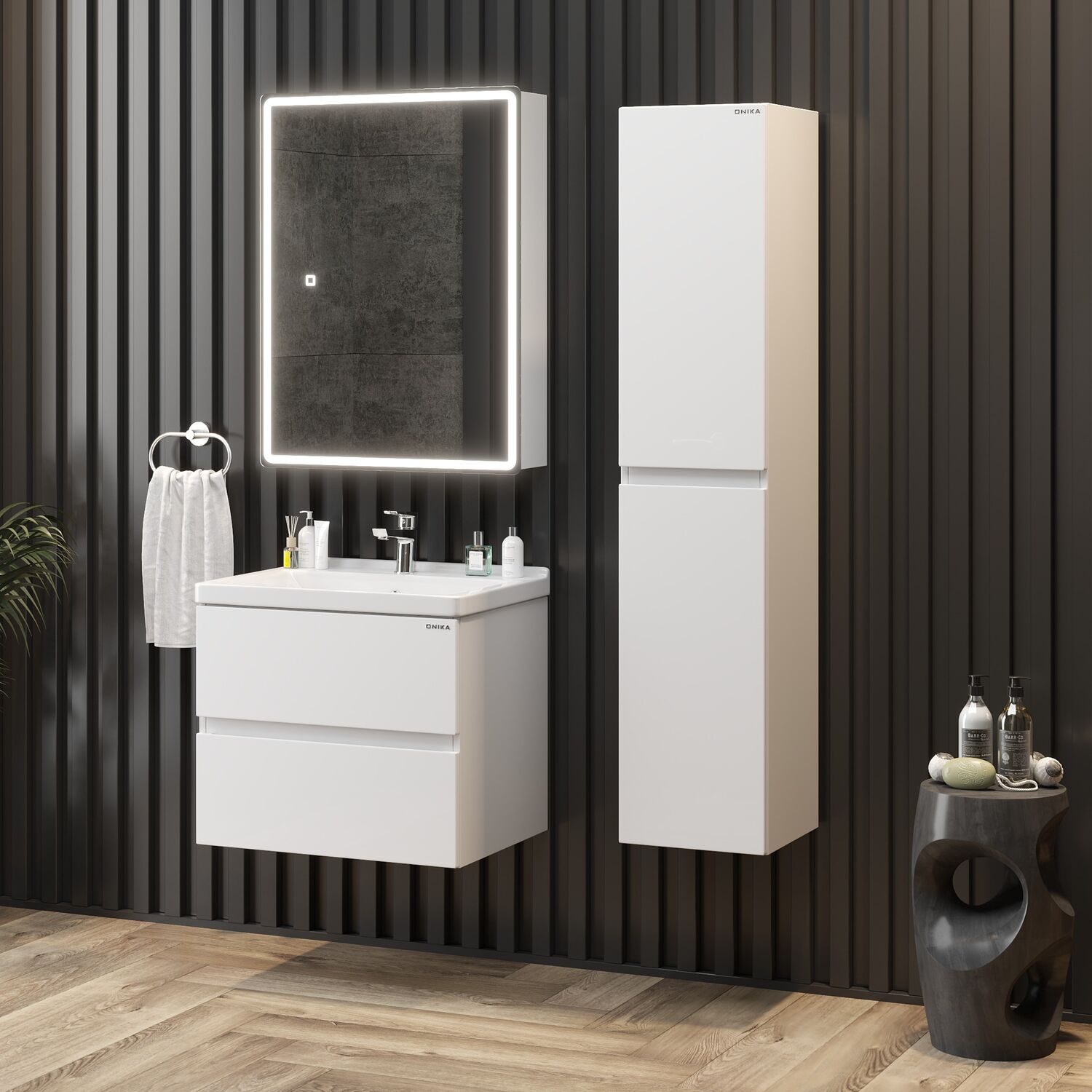 Шкаф-зеркало Оника Орби 50, с подсветкой и диммером, цвет белый - фото 1