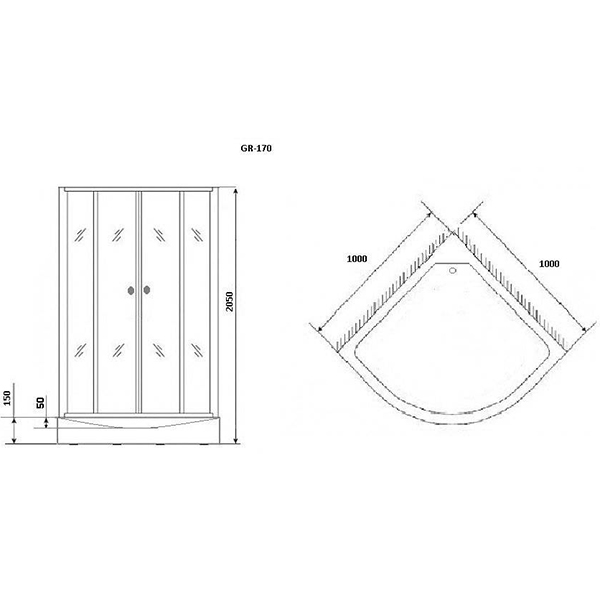 Душевая кабина Grossman GR-170 100x100, стекло прозрачное / матовое, профиль хром - фото 1