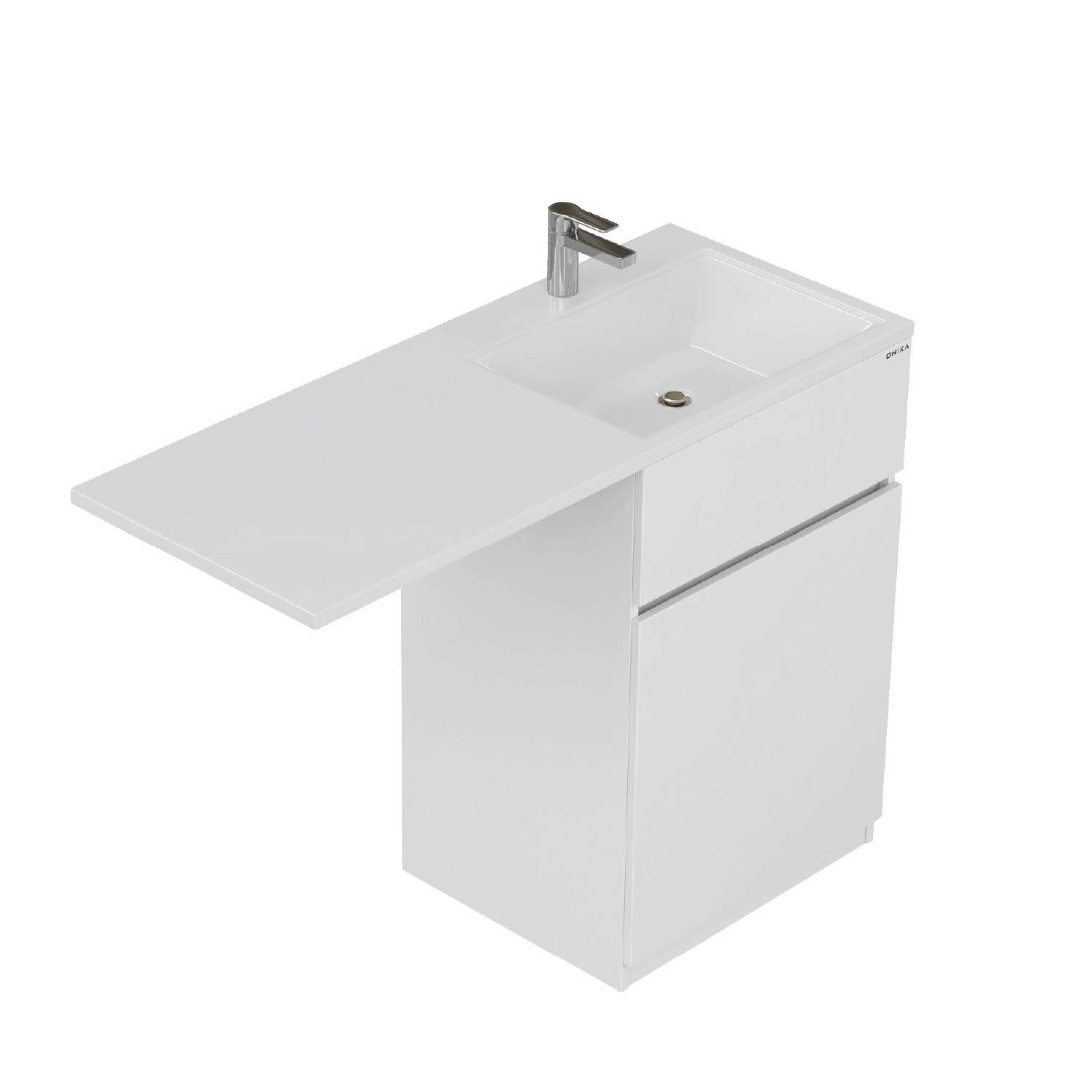 Мебель для ванной Оника Сорго 120, с тумбой 58 см, с бельевой корзиной, цвет белый