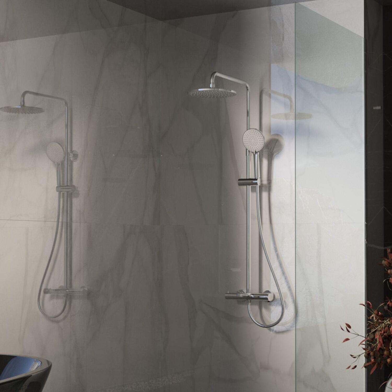 Душевая стойка Vincea Rondo VSFS-1R1CH, с верхним душем, смесителем, цвет хром - фото 1