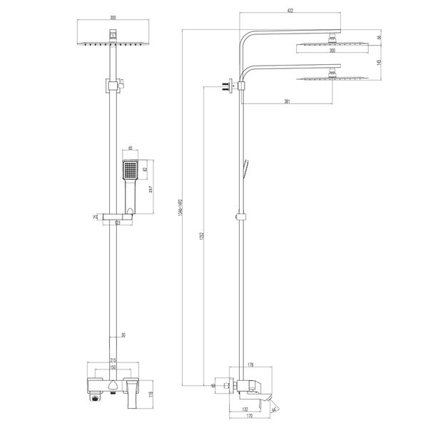 Душевая стойка Lemark Unit LM4562C, с верхним душем, смесителем, цвет хром