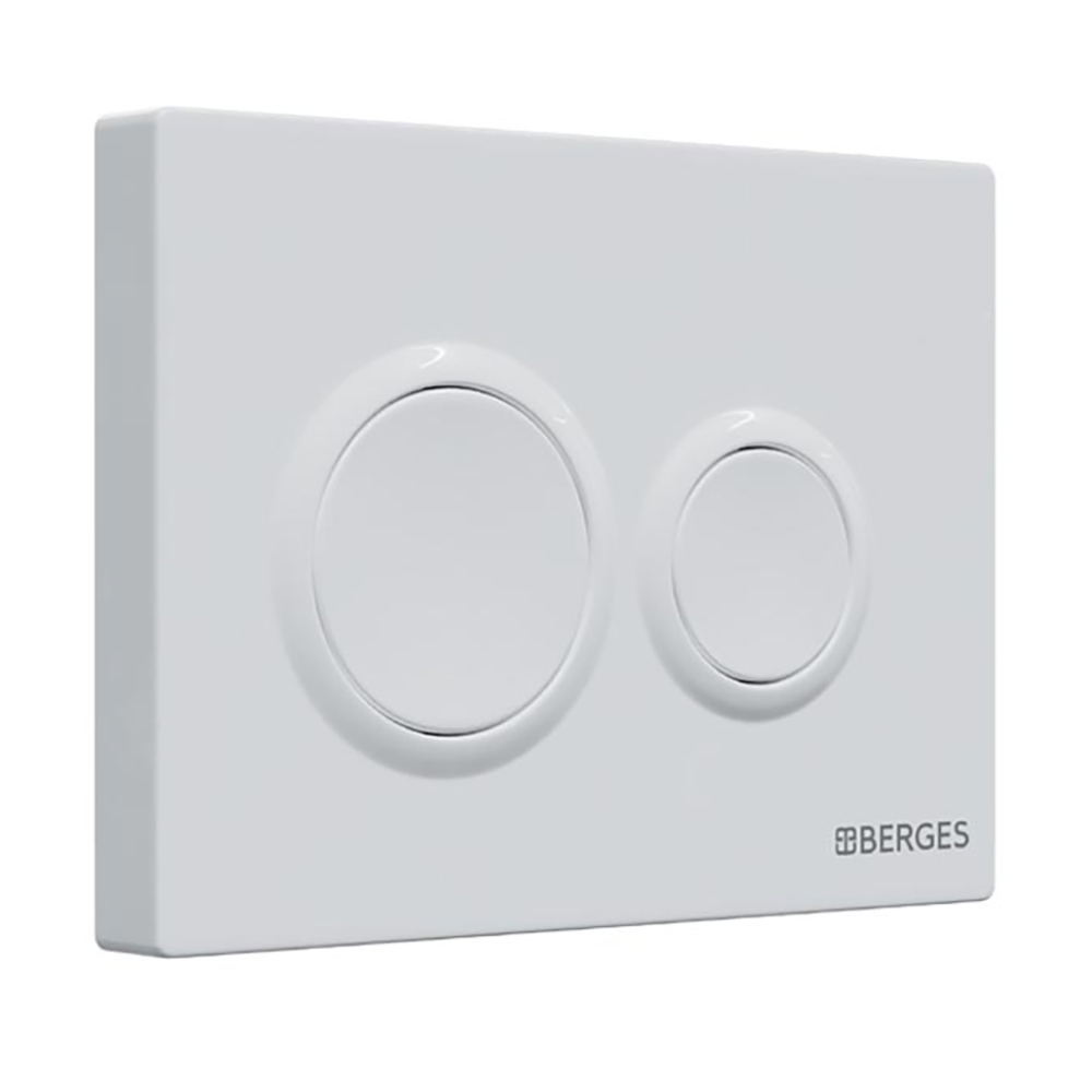 Комплект Berges 043391 унитаза Okus Rimless с сиденьем микролифт и инсталляции Novum с белой кнопкой O1 - фото 1