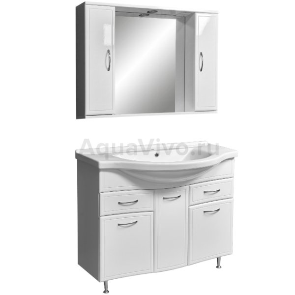 Мебель для ванной Stella Polar Концепт 100, 2 ящика, напольная, цвет белый