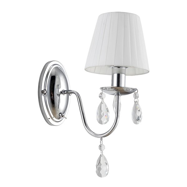 Бра Arte Lamp Melisa A9123AP-1CC, арматура хром / прозрачный, плафон ткань белый, 14х27 см