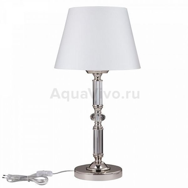 Интерьерная настольная лампа Maytoni Riverside MOD018TL-01CH, арматура цвет хром/прозрачный, плафон ткань/пвх, цвет белый