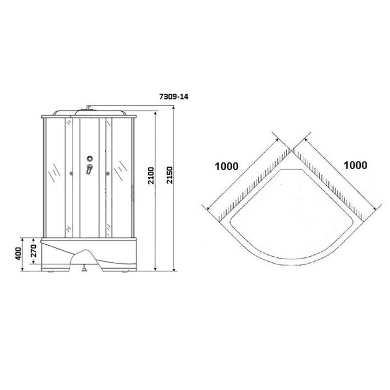 Душевая кабина Niagara Eco NG-7309-14 100х100, стекло матовое, профиль серебро, с крышей - фото 1