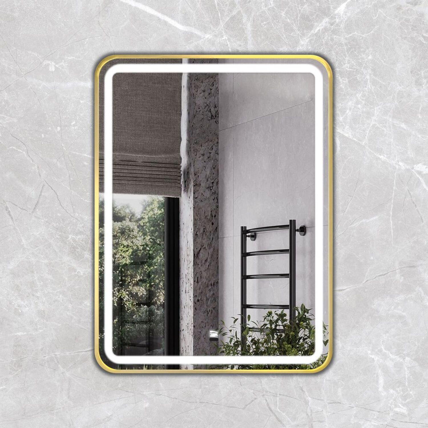 Зеркало Comforty Ситара 60, с подсветкой, цвет золото