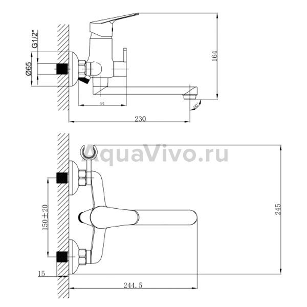 Смеситель Lemark Partner LM6513C для ванны с душем, цвет хром