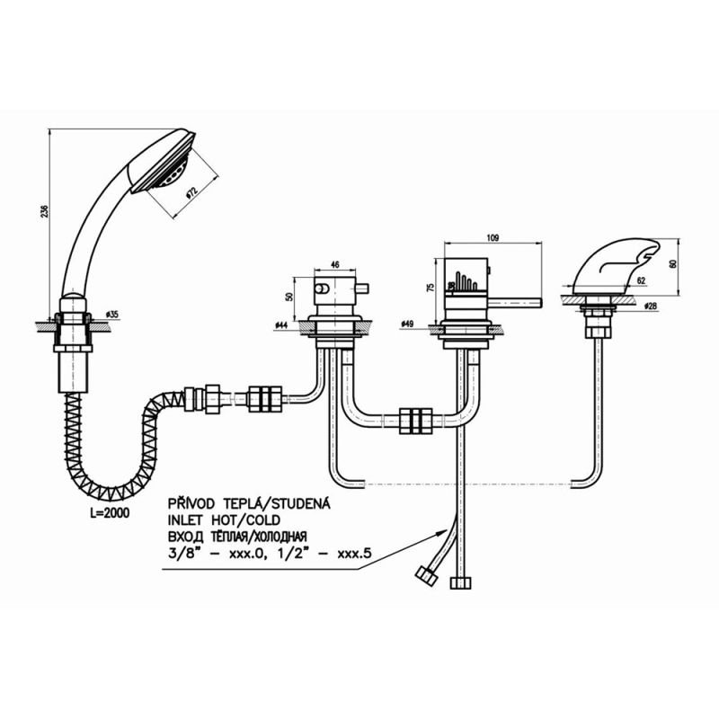 Смеситель Rav Slezak Dunaj Termostat DT270.5PZ на борт ванны, термостат - фото 1