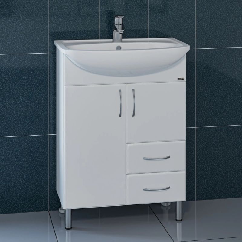 Тумба под раковину Санта Сити 60 напольная, с ящиками, цвет белый