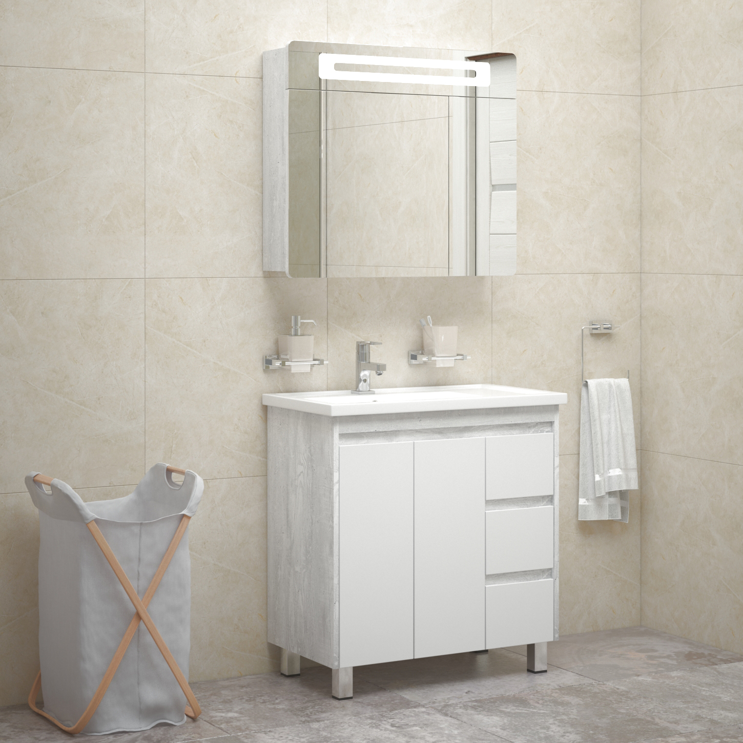 Мебель для ванной Corozo Остин 80, цвет пайн белый - фото 1