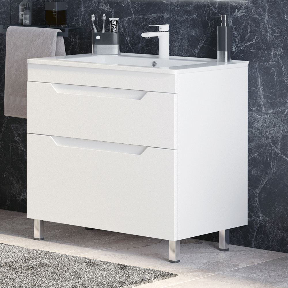 Тумба под раковину Corozo Юта 75, напольная, цвет белый