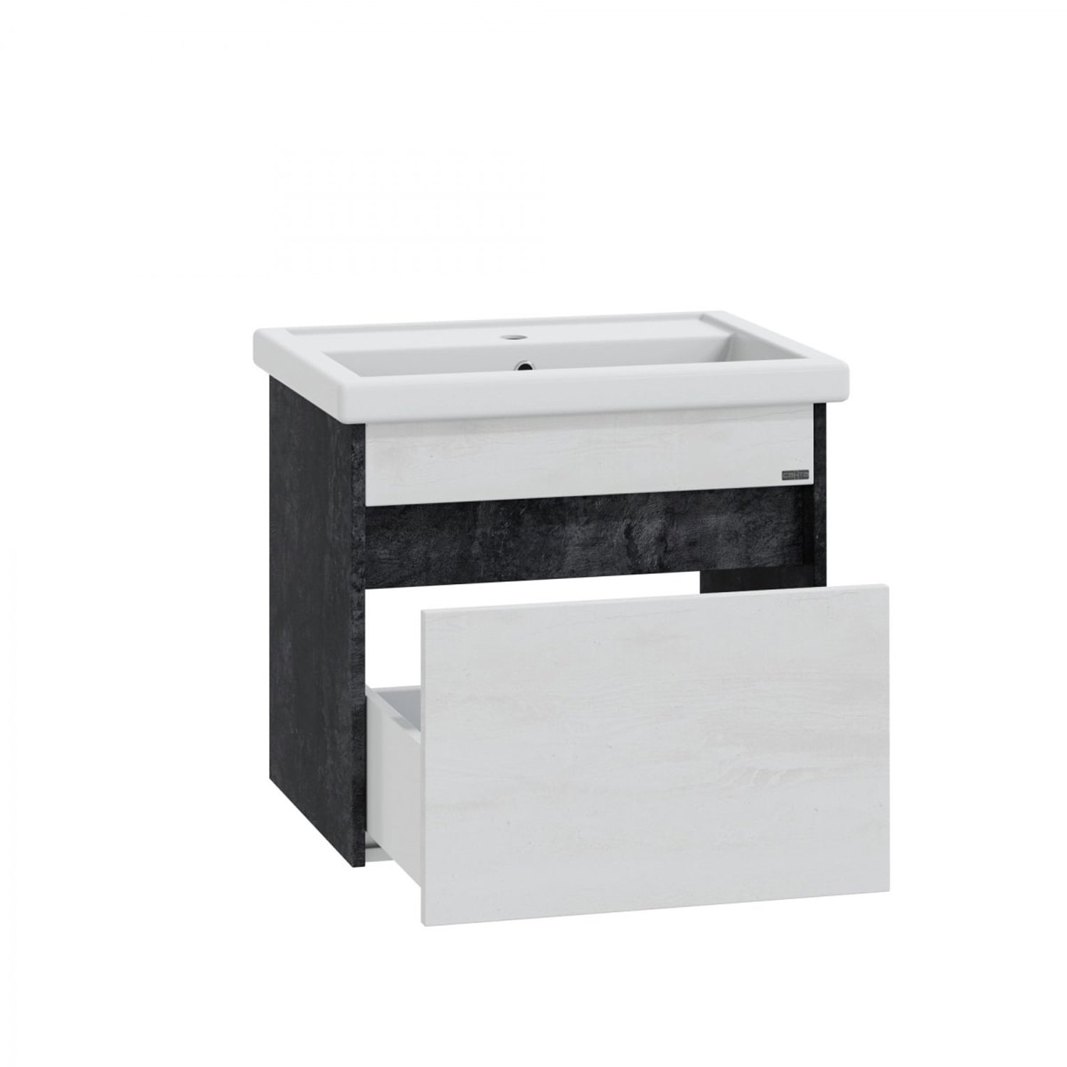Тумба под раковину Санта Мира 60, цвет черное дерево / светлое дерево - фото 1