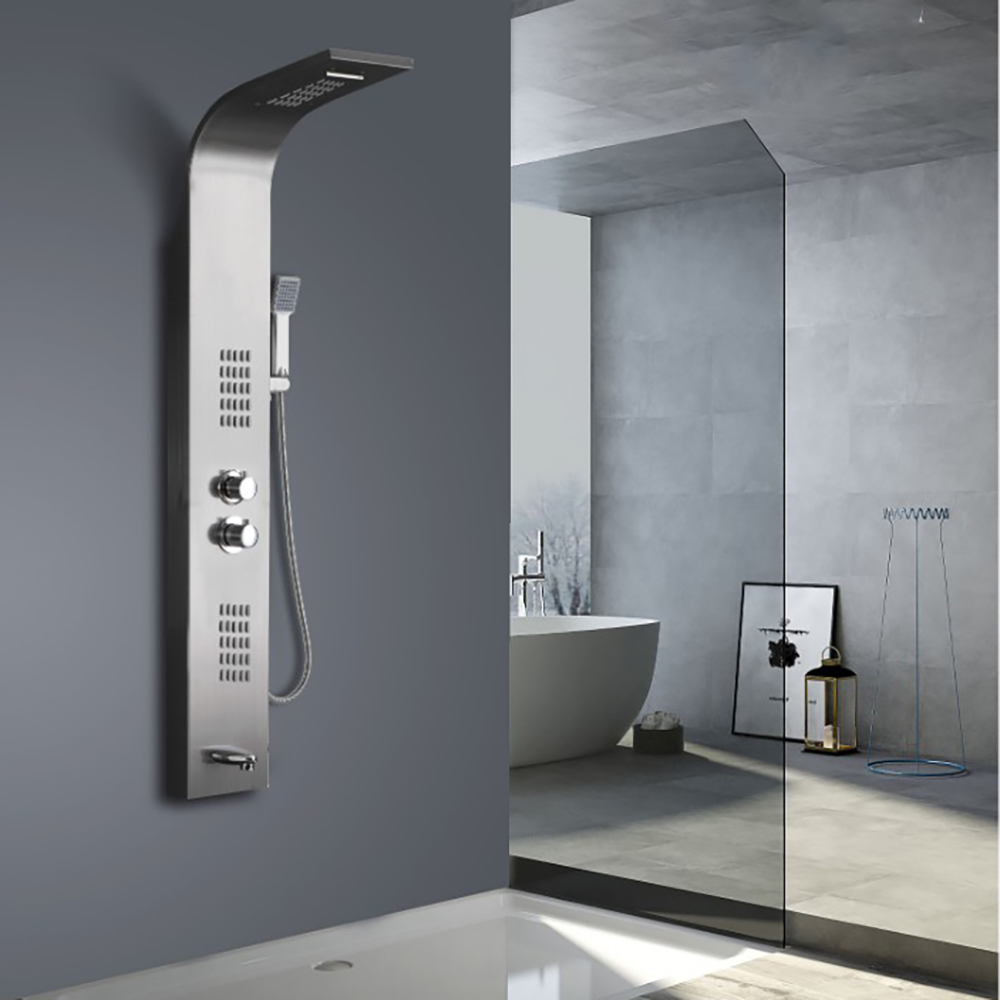 Душевая панель CeruttiSPA Virginia BR CT9983, с гидромассажем, цвет матовая нержавеющая сталь - фото 1