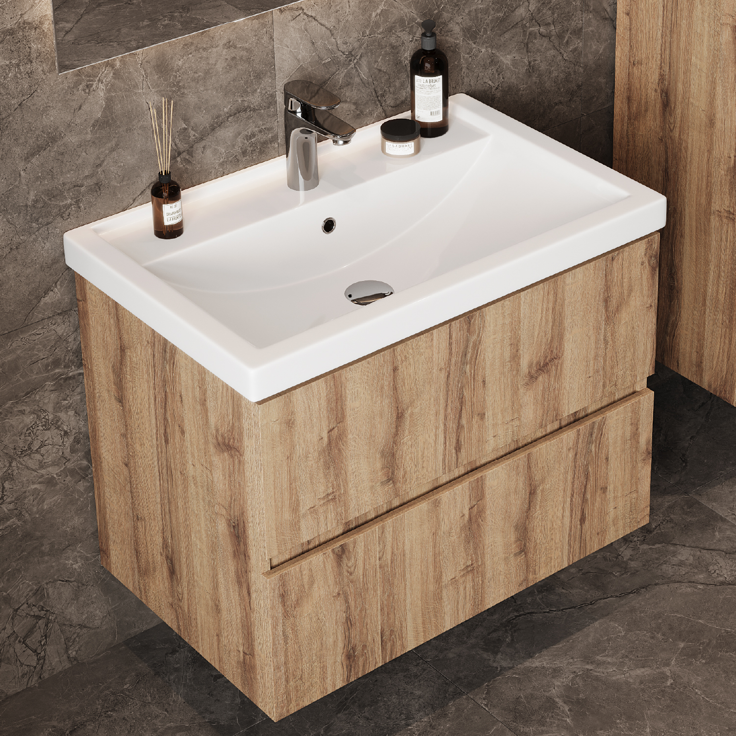 Тумба под раковину Оника Дарон 80, цвет дуб крафт золотой - фото 1