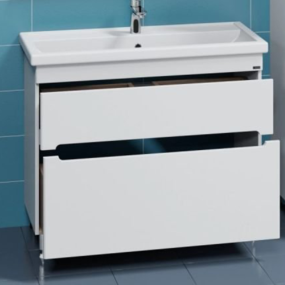 Тумба под раковину Санта Лондон 100 напольная, с ящиками, цвет белый - фото 1