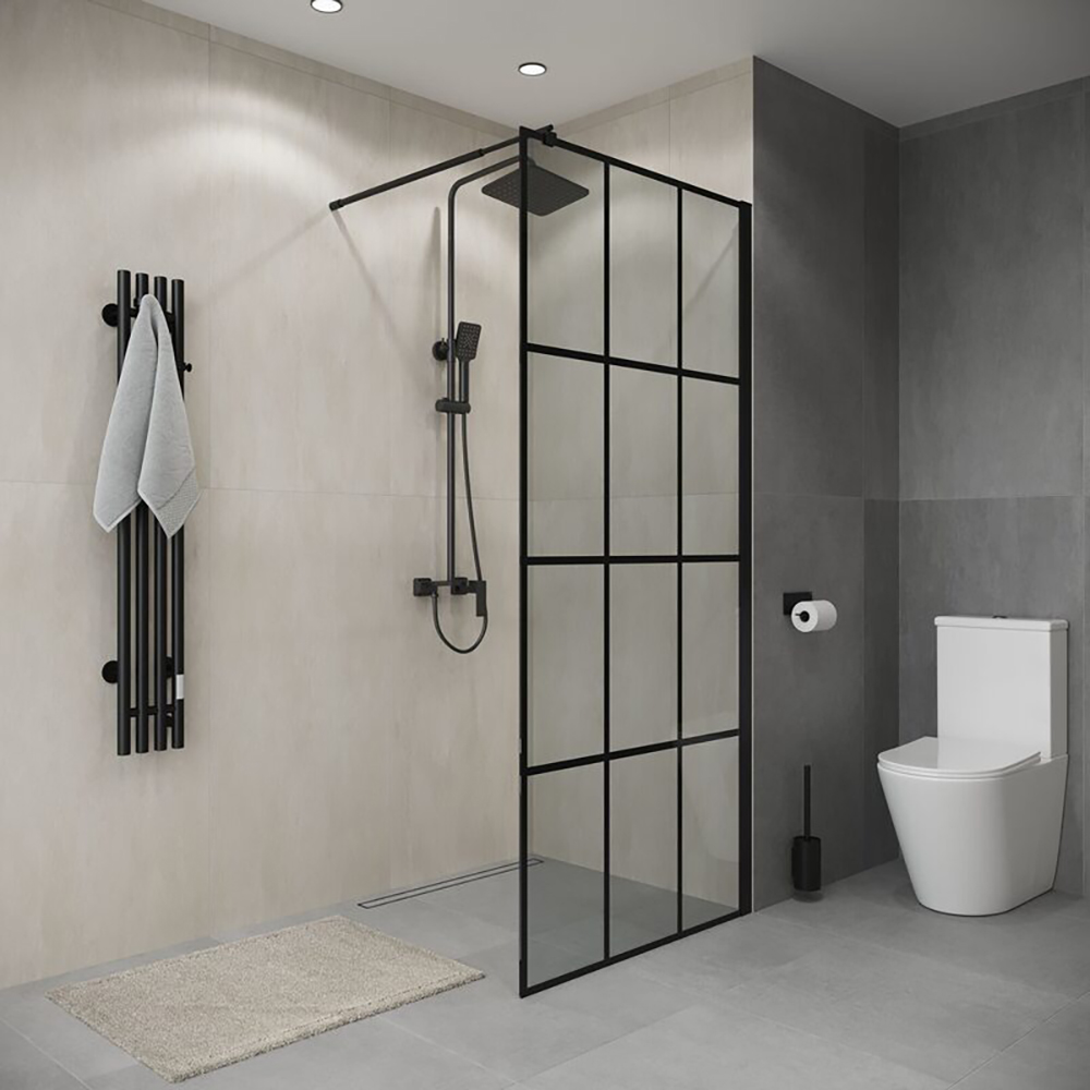 Душевая перегородка Niagara Eco NG-552-80 Black 80, стекло прозрачное, профиль черный матовый