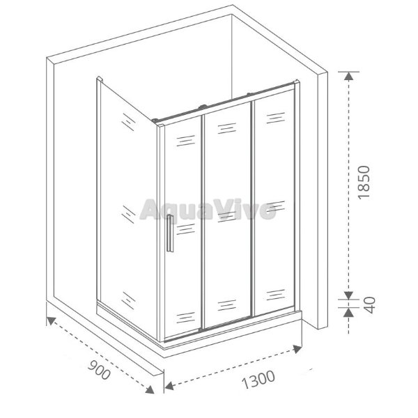 Душевой уголок Good Door Orion WTW+SP-G-CH 130x90, стекло грейп, профиль хром - фото 1