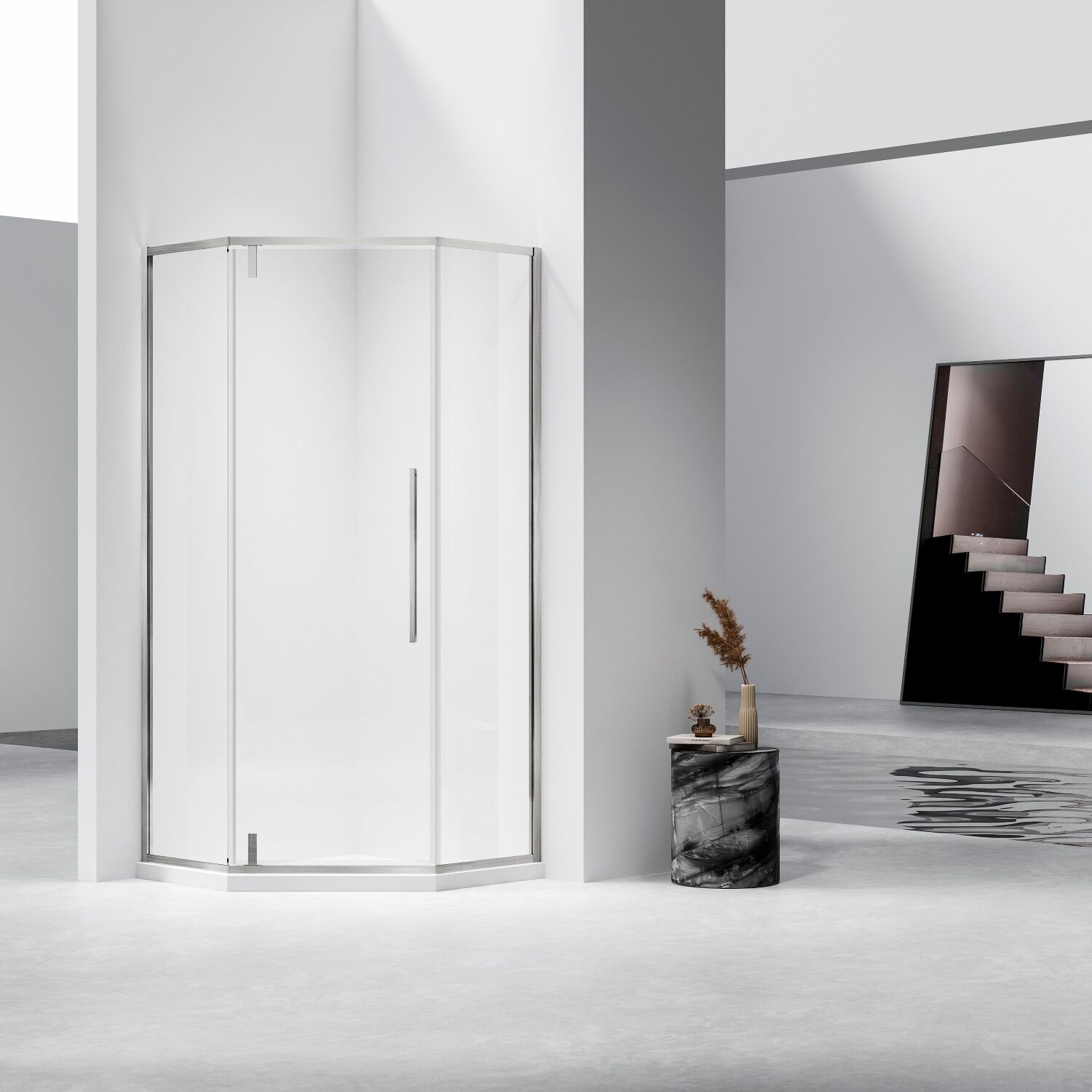 Душевой уголок Vincea Slim-N VSP-4SN 100x100, стекло прозрачное, профиль брашированный никель