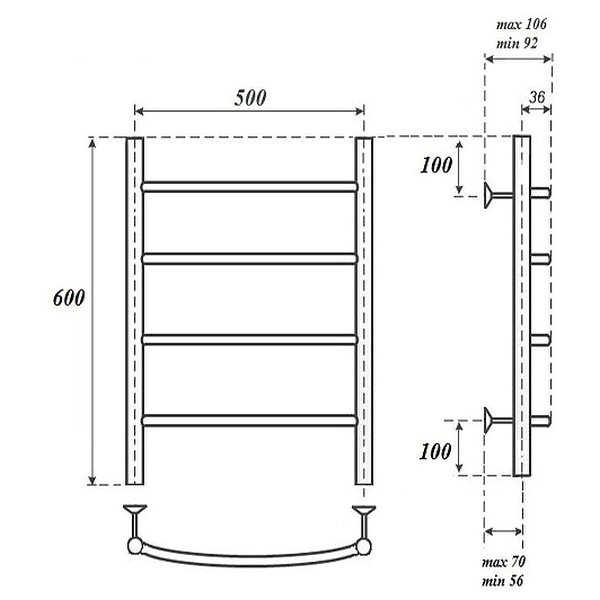 Полотенцесушитель Point П4 50x60 электрический, цвет хром - фото 1