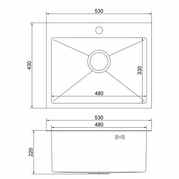 Кухонная мойка Mixline 547234 53x43, цвет черный графит - фото 1