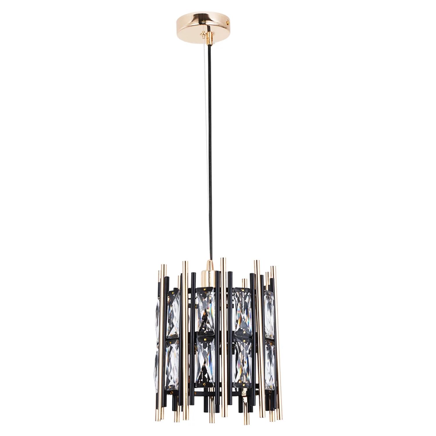 Подвесной светильник Arte Lamp Alruba A1043SP-1BK, арматура черная, плафон хрусталь прозрачный