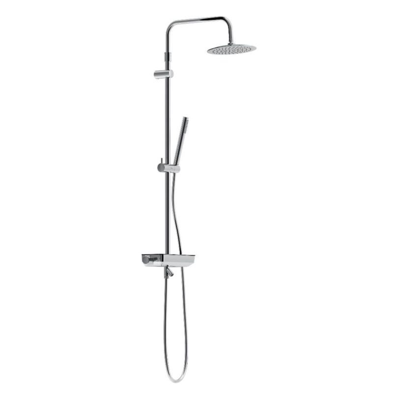 Душевая стойка Damixa Scandinavian Pure 936730000, с верхним душем, смесителем, полкой, цвет хром