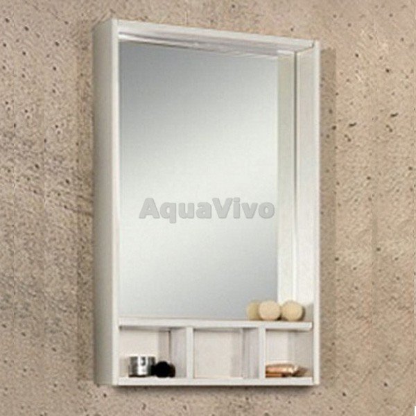 Шкаф-зеркало Акватон Йорк 60 без подсветки, цвет белый/выбеленное дерево