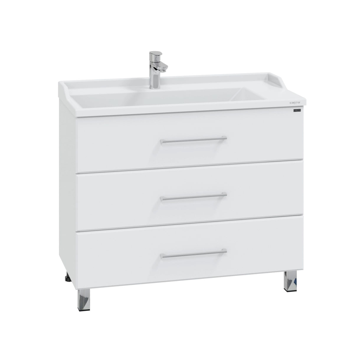 Тумба под раковину Санта Омега 100 напольная, с ящиками, цвет белый - фото 1