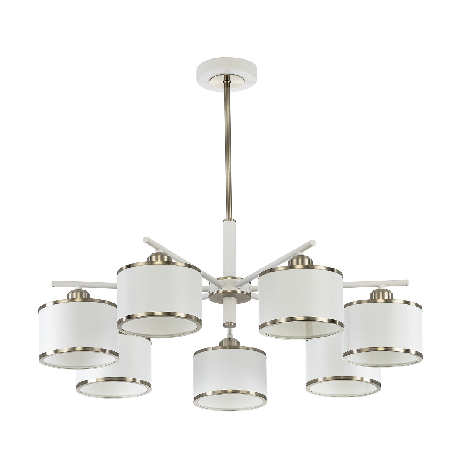 Люстра Citilux Alton CL421272, арматура белая / хром, плафоны текстиль белый / хром матовый - фото 1