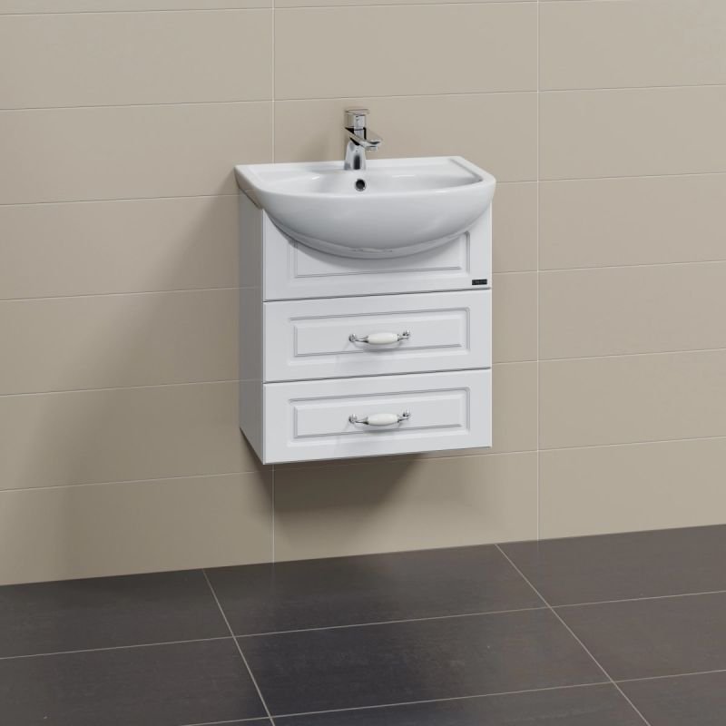 Тумба под раковину Санта Верона 50 подвесная, с ящиками, цвет белый