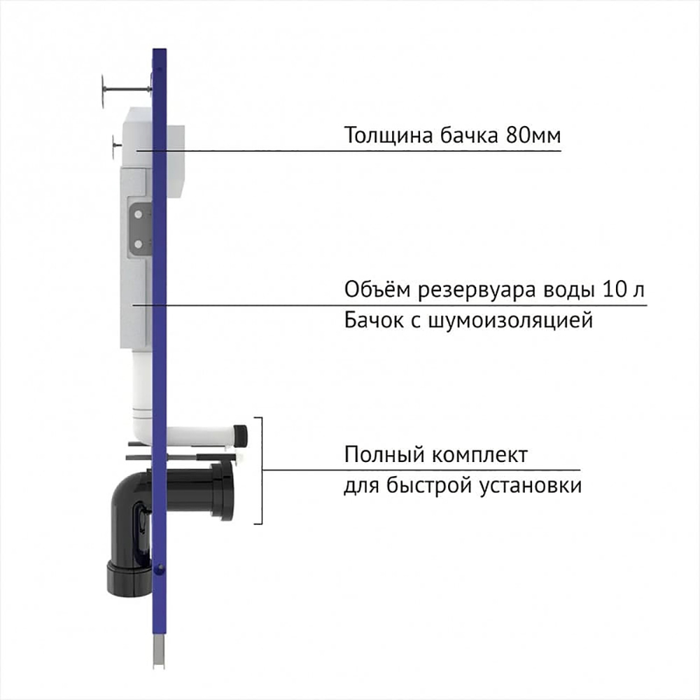 Инсталляция Berges Novum 040216 для подвесного унитаза, с кнопкой смыва черный глянец