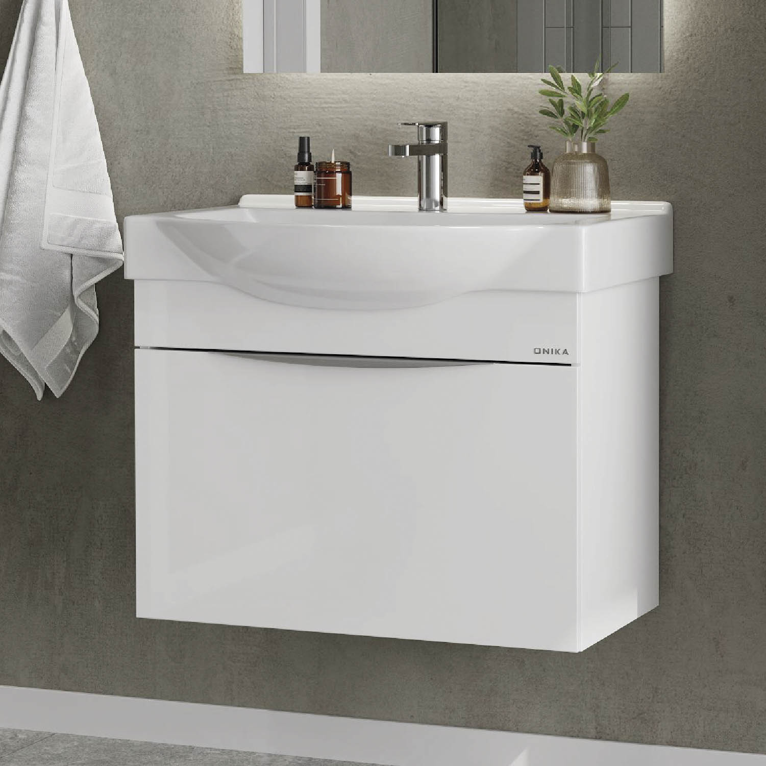 Тумба под раковину Оника Навиа 80, подвесная, цвет белый - фото 1