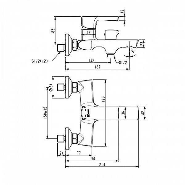 Смеситель Lemark Ursus LM7214BL для ванны с душем, цвет черный - фото 1