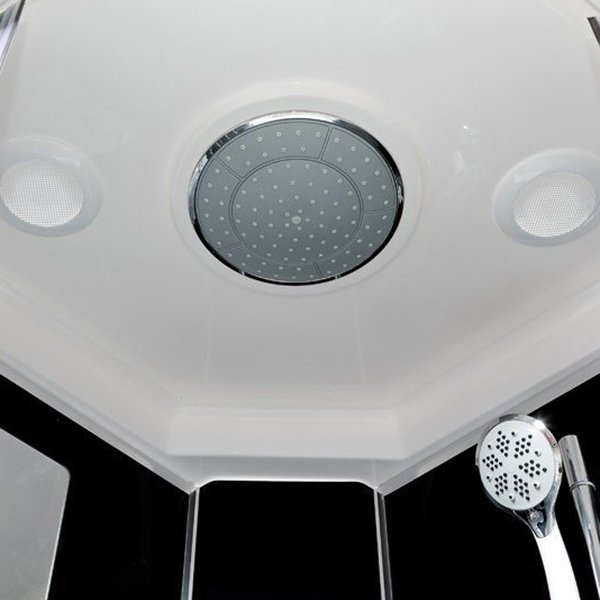 Душевая кабина Deto BM4510 Black 100x100, стекло матовое с узором, профиль хром глянцевый, с сенсорным управлением, с гидромассажем, с подсветкой