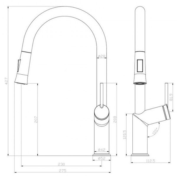 Смеситель Lemark Minima LM3850C для кухни, с выдвижным изливом, цвет хром - фото 1