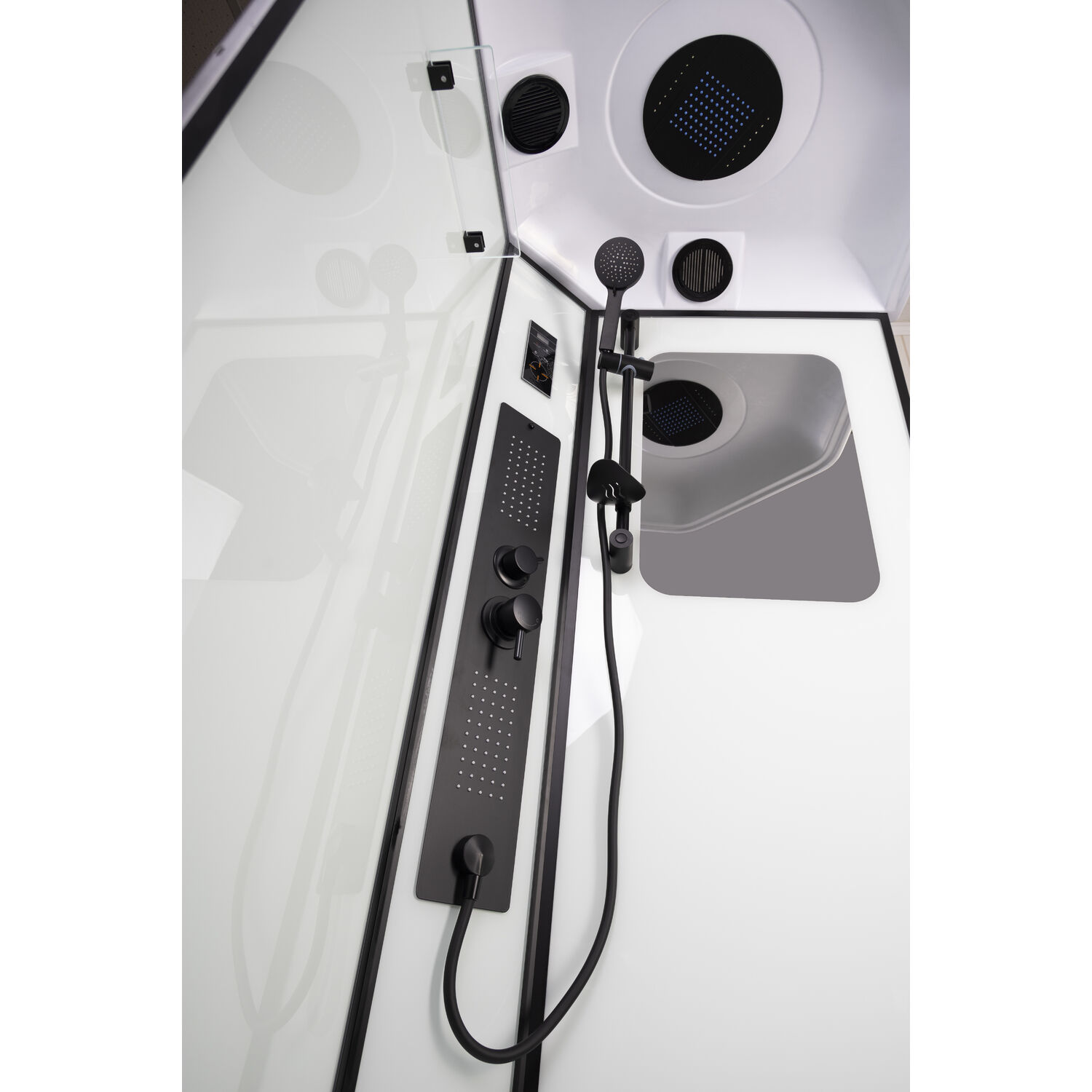 Душевая кабина Niagara Premium NG-6902-01GD Black 100х100, стекло тонированное, профиль черный матовый, с крышей, с гидромассажем - фото 1