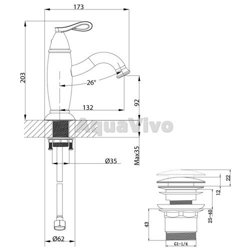 Смеситель Lemark Prime LM6106BRG для раковины, цвет черный / розовое золото - фото 1