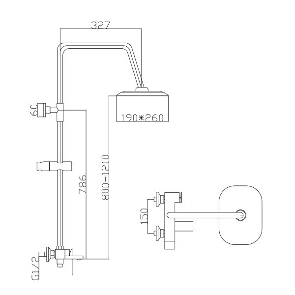 Душевая стойка Mixline ML2412, с верхним душем, смесителем, цвет хром - фото 1