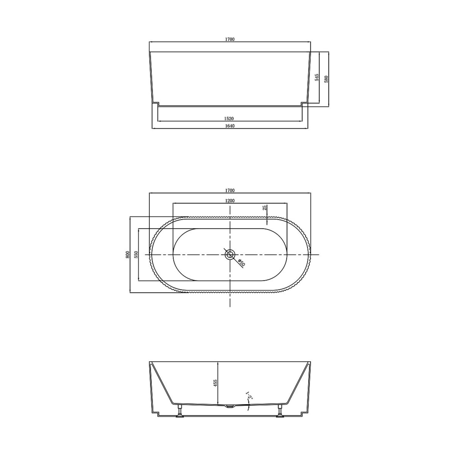 Ванна Vincea VBT-426-170MW 170x80 акриловая, белый матовый - фото 1