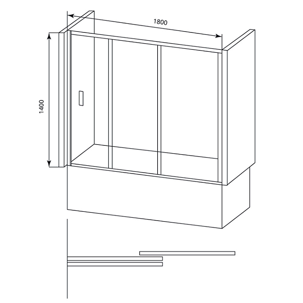 Шторка на ванну Good Door Screen WTW-180-G-CH 180x140, стекло грейп, профиль хром