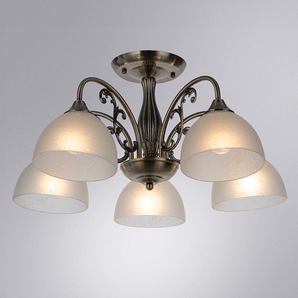 Подвесная люстра Arte Lamp Spica A3037PL-5AB, арматура бронза, плафоны стекло белое, 57х57 см - фото 1