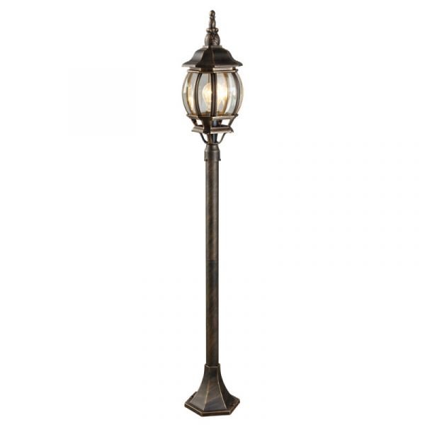 Наземный светильник Arte Lamp Atlanta A1046PA-1BN, арматура золото / черный, плафон стекло прозрачное, 16х16 см