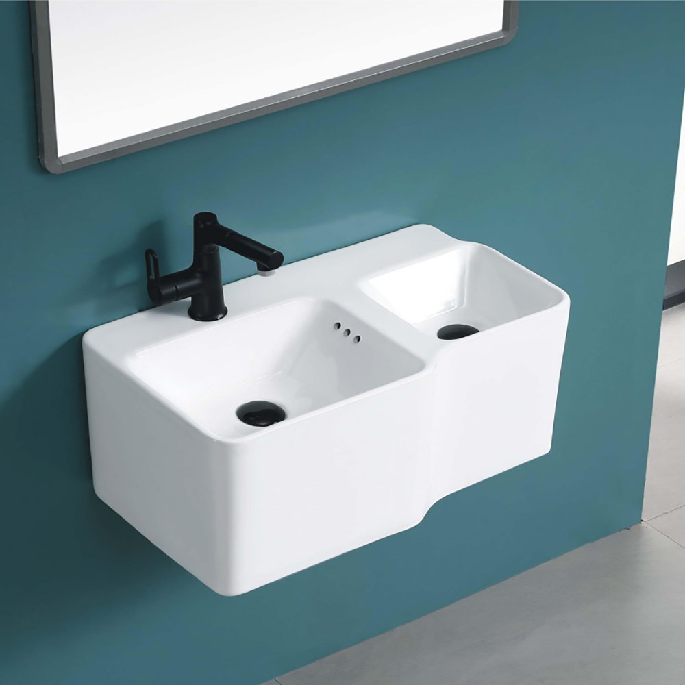 Раковина CeruttiSPA Bella Double СТ9703 подвесная, двойная, 65x37 см, цвет белый - фото 1
