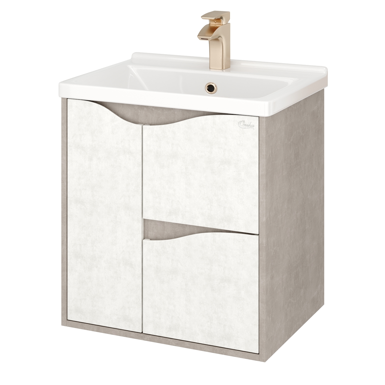 Мебель для ванной Оника Брендон 60, цвет бетон крем / камень светлый