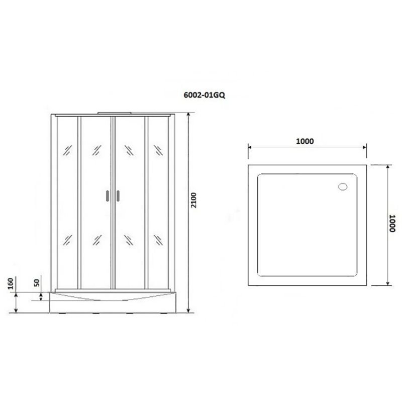 Душевая кабина Niagara Premium NG-6002-01GQ 100х100, стекло прозрачное, профиль хром, с крышей, с гидромассажем, с пультом управления - фото 1