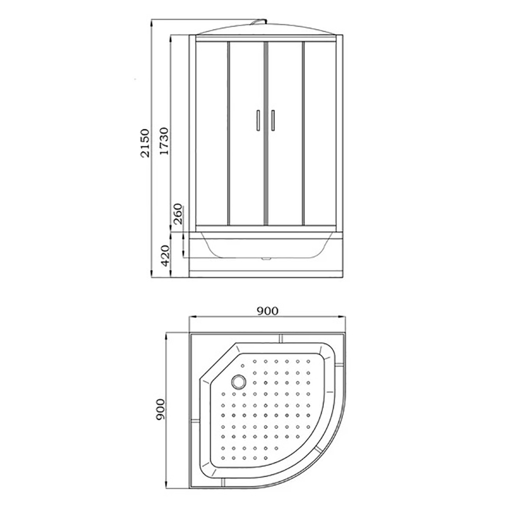 Душевая кабина Parly Classic Эконом EC921 90x90, стекло тонированное, профиль белый