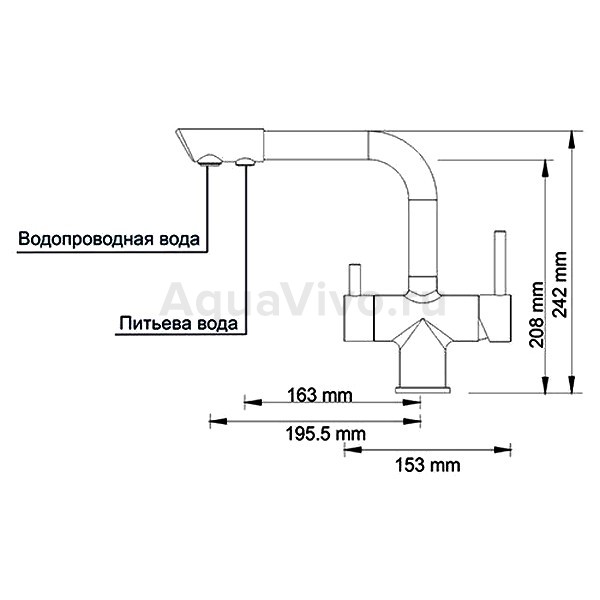 Смеситель WasserKRAFT A8017 под фильтр, для кухни, цвет хром - фото 1