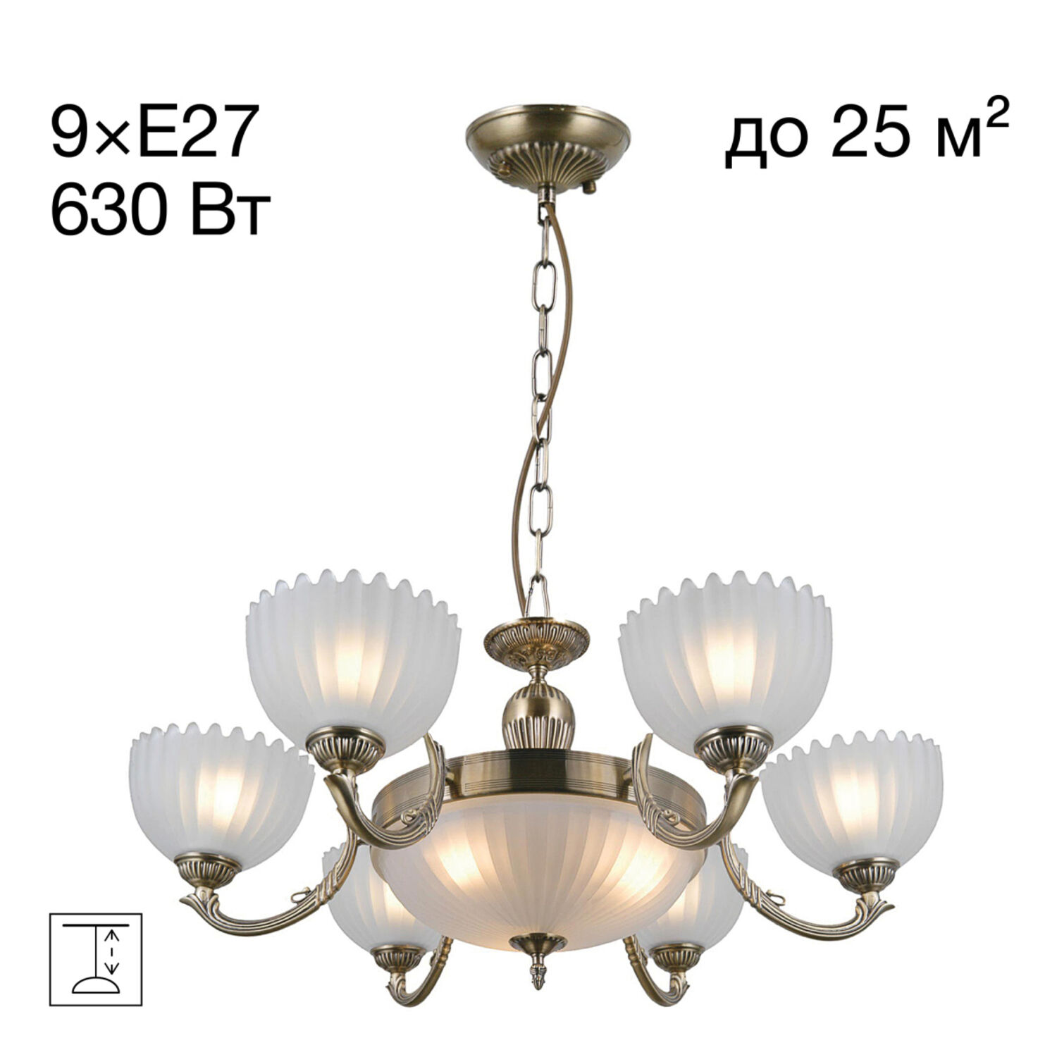 Подвесная люстра Citilux Севилья CL414193, арматура бронза, плафоны стекло белое