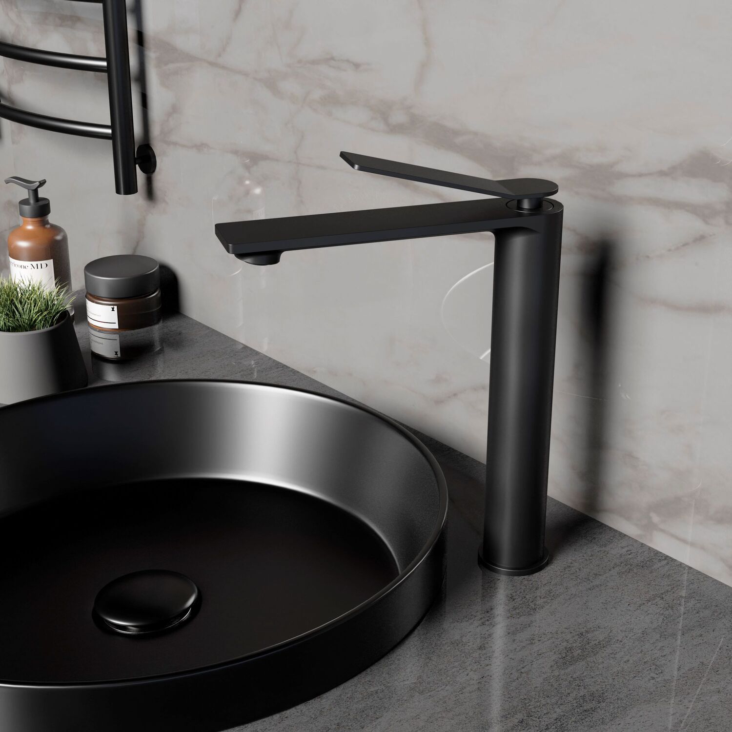 Смеситель Vincea Verse VBF-2VE2MB для раковины, цвет черный - фото 1